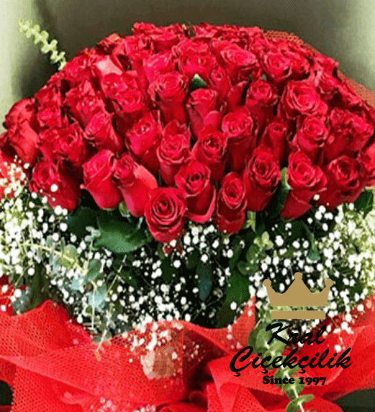 101 güllü muhteşem buket Aşk Sevgi Mutluluk.. Bırakın Sevginizi Bu Çiçekler Sevdiğinize Rahatlıkla İfade Etsin 101 Gül Kırmızı Aşk Gülleri Buketi